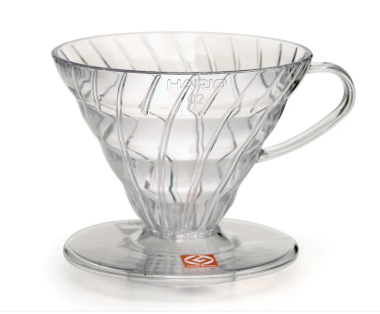 HARIO: V60 Plastic Coffee Dripper, Size 02, Clear
